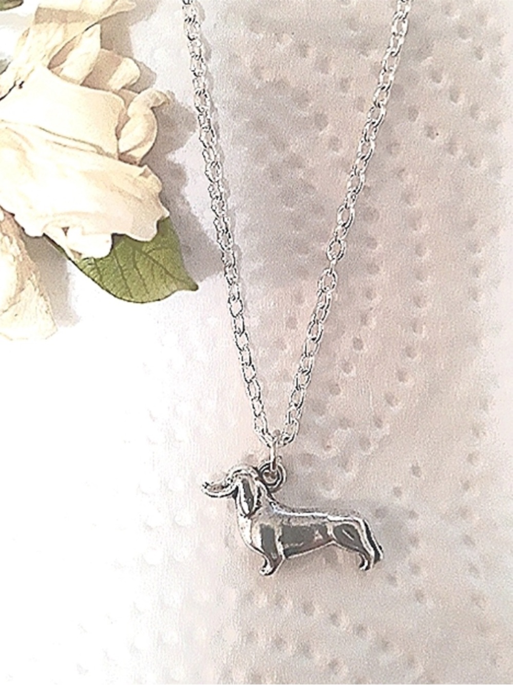 Doxie Dog Pet Handmade Silver Charm Pendant Necklace 18"-22" chain lobstrNEW